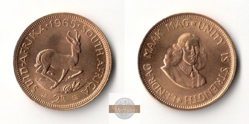 Süd Afrika MM-Frankfurt Feingold: 7,32g 2 Rand 1965 