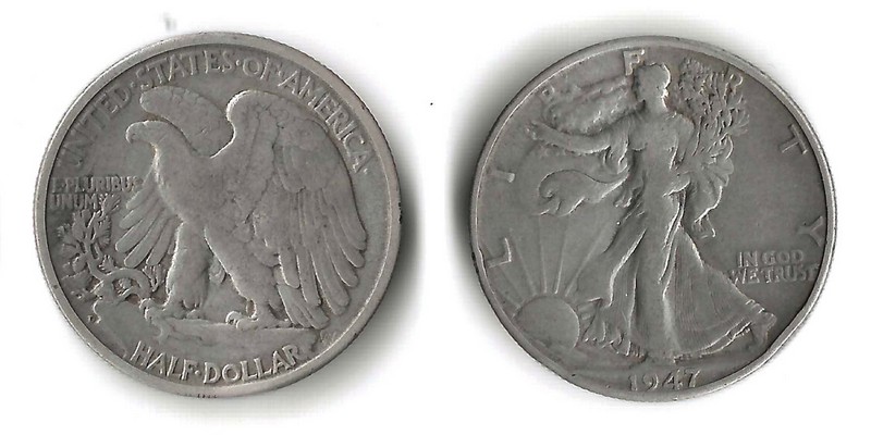  USA, Half Dollar  1947   Walking Liberty     FM-Frankfurt Feinsilber: 11,25g   