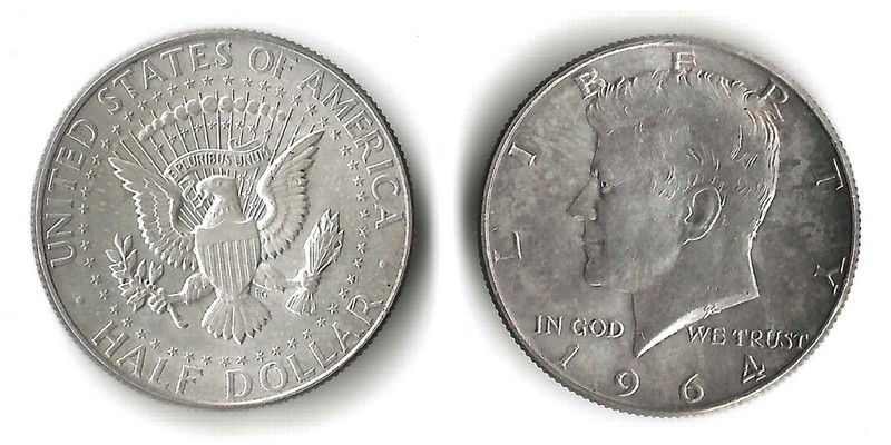  USA, Half Dollar  1964  Kennedy   FM-Frankfurt Feinsilber: 11,25g   