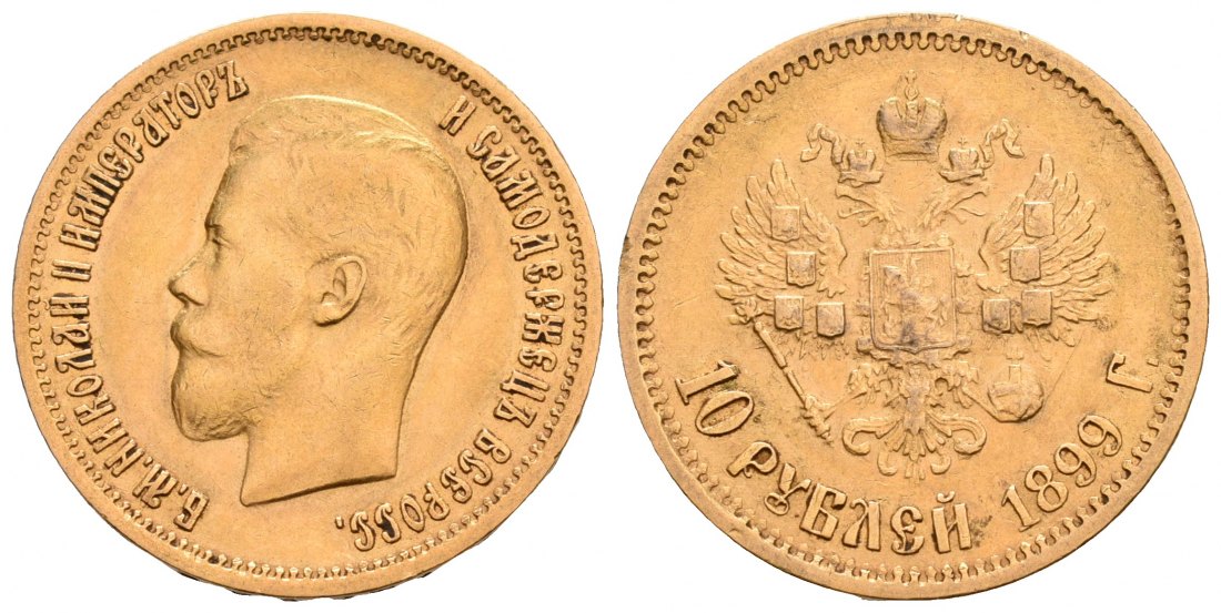 PEUS 6434 Russland 7,74 g Feingold. Zar Nikolaus II. (1894 - 1917) 10 Rubel GOLD 1899 ЭБ Kl. Kratzer, Sehr schön +