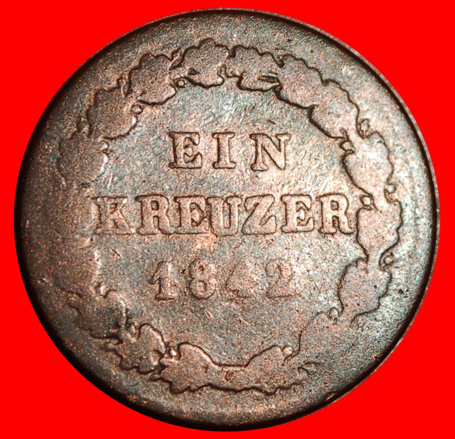  * LÖWE (1842-1856): DEUTSCHLAND ★ 1 KREUZER 1842 HERZOGTUM NASSAU! ★OHNE VORBEHALT!   