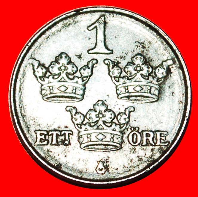  * 3 CROWNS (1917-1919): SWEDEN★1 ORE 1919 IRON UNCOMMON! Gustav V 1907-1950 LOW START ★ NO RESERVE!   