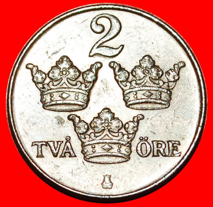  * 3 CROWNS: SWEDEN ★ 2 ORE 1950! Gustav V (1907-1950) LOW START ★ NO RESERVE!   