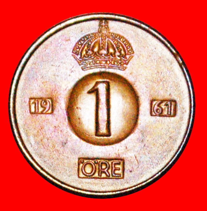 * INCUSED CROWN: SWEDEN ★ 1 ORE 1961U! LOW START ★ NO RESERVE!