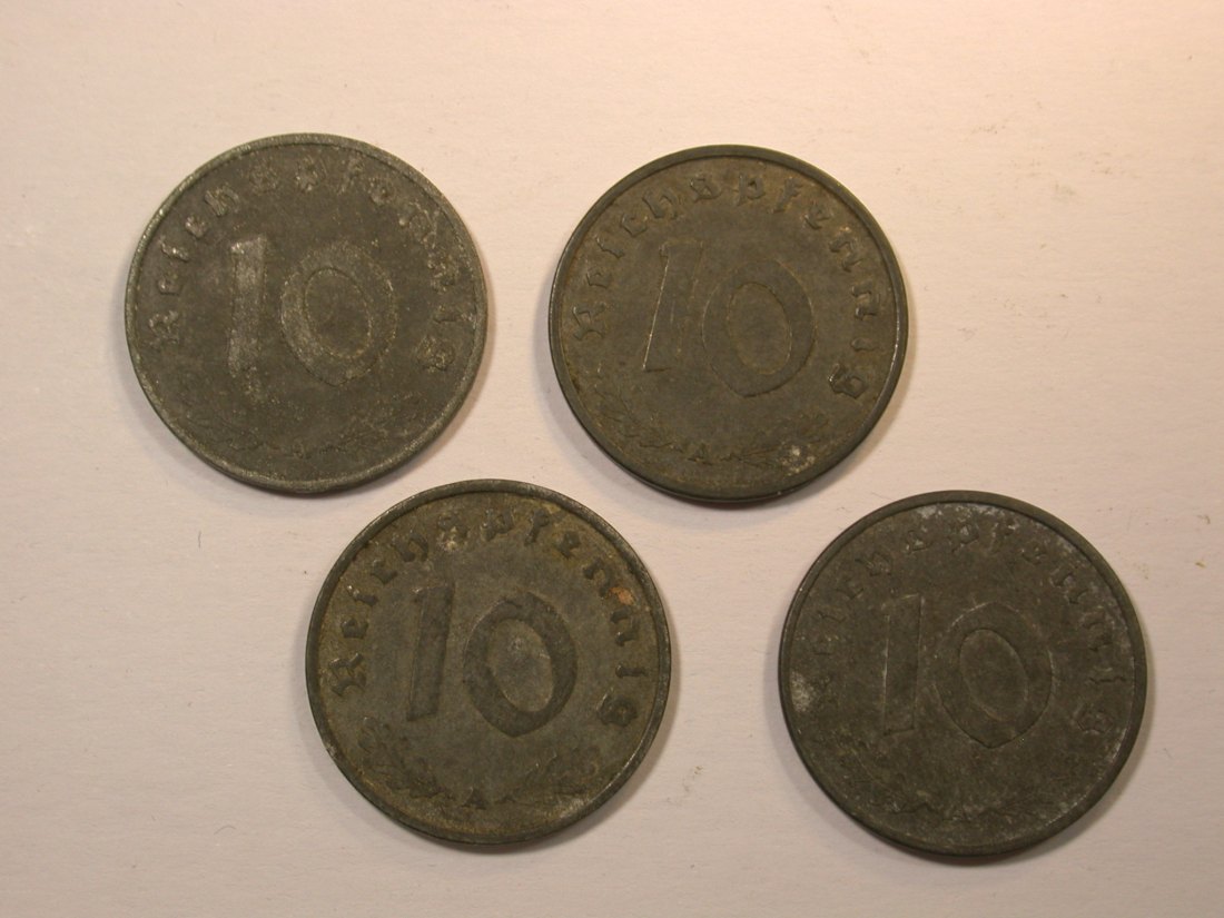  F18  10 Pfennig  3.Reich  4 Stück   Originalbilder   