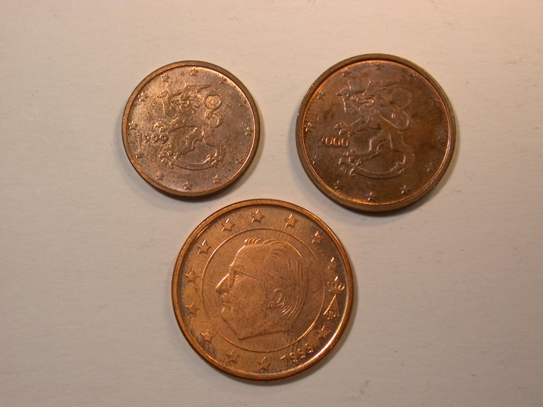 F18 1-5 Cent 1999/2000 Finnland, Belgien Originalbilder