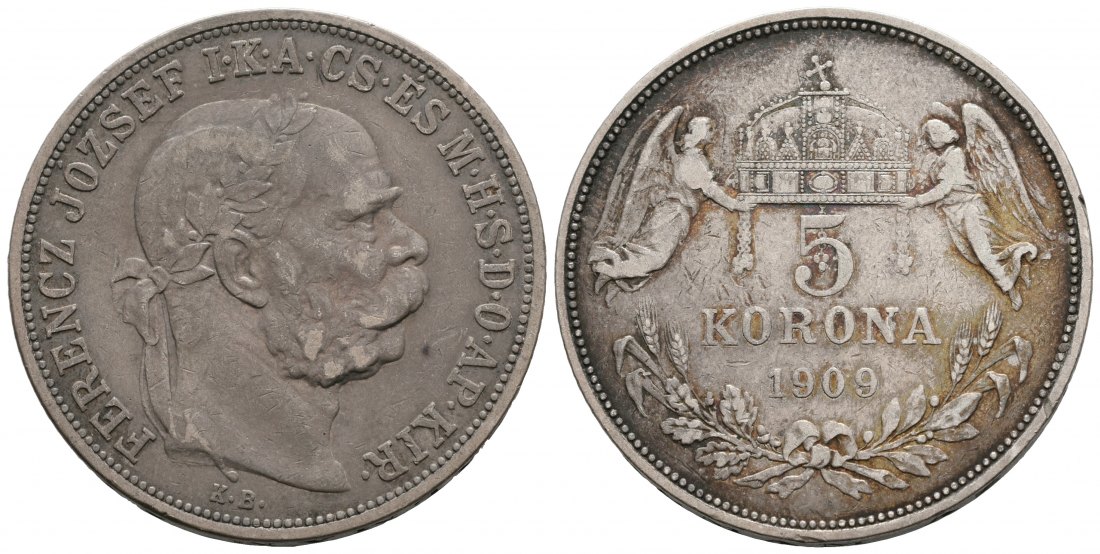 PEUS 6506 Österreich 21,6 g Feinsilber. Franz Joseph I. (1848 - 1916) 5 Kronen SILBER 1909 Fast Sehr schön