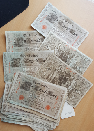  Deutsches Reich 1000 Mark Geldscheine 1910; 42 Banknoten   