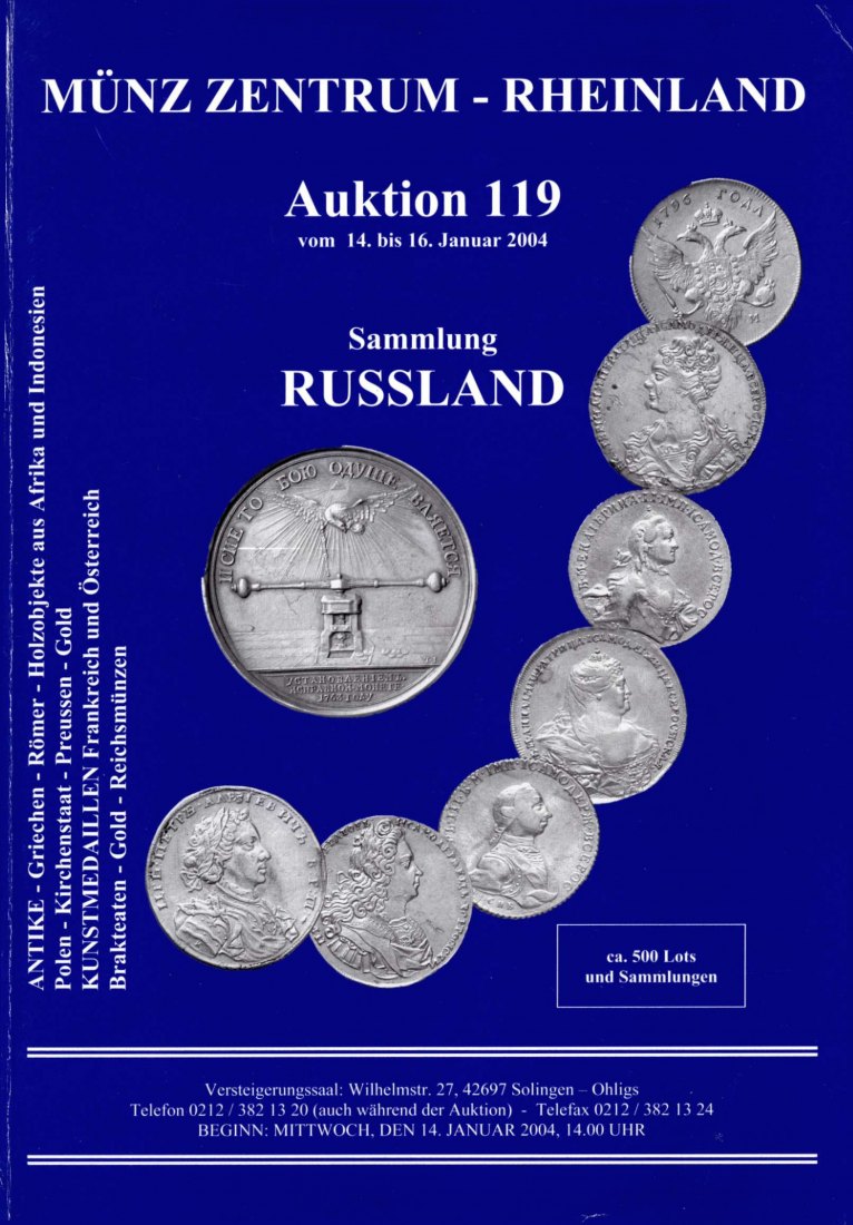  Münzzentrum (Köln) Auktion 119 (2004) Sammlung Russland ,Polen ,Preussen ,Kirchenstaat ,Brakteaten   