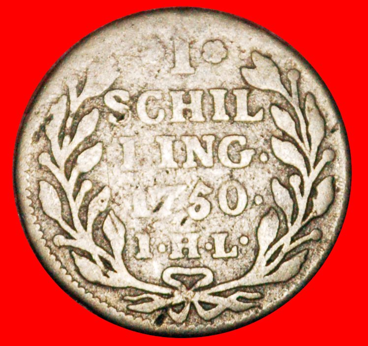 * SILVER (1725-1768): GERMANY ★ 1 SHILLING 1750IHL HAMBURG (1675-1872)! LOW START ★ NO RESERVE!   