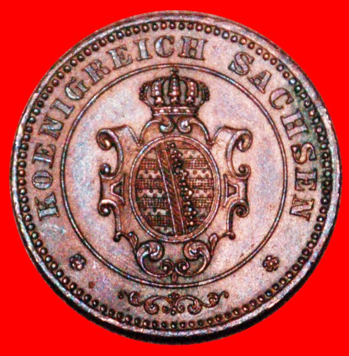  * JOHANN I. (1854-1873): DEUTSCHLAND ★ 1 PFENNIG 1865B SACHSEN STG! OHNE VORBEHALT!   