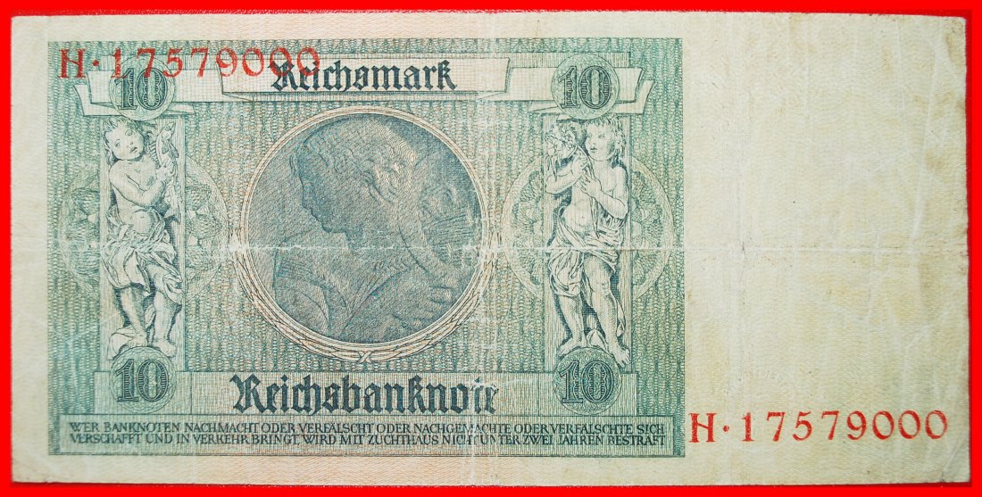  * REICHSBANKNOTE: DEUTSCHLAND ★ 10 MARK 1929! N 17579000 OHNE VORBEHALT!   