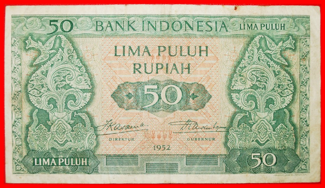  * SONNENFINSTERNIS: INDONESIEN ★ 50 RUPIAH 1952! UNGEWÖHNLICH! OHNE VORBEHALT!   