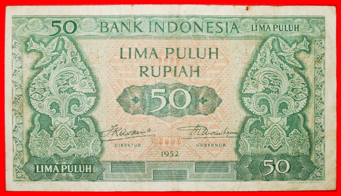 * SONNENFINSTERNIS: INDONESIEN ★ 50 RUPIAH 1952! UNGEWÖHNLICH! OHNE VORBEHALT!