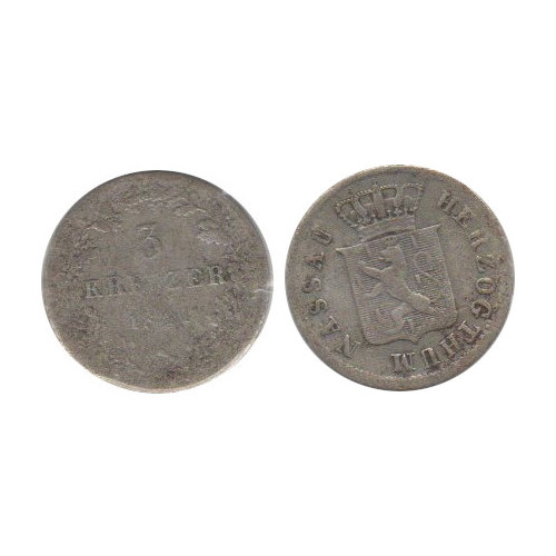  Nassau 3 Kreuzer 1841 RARE   