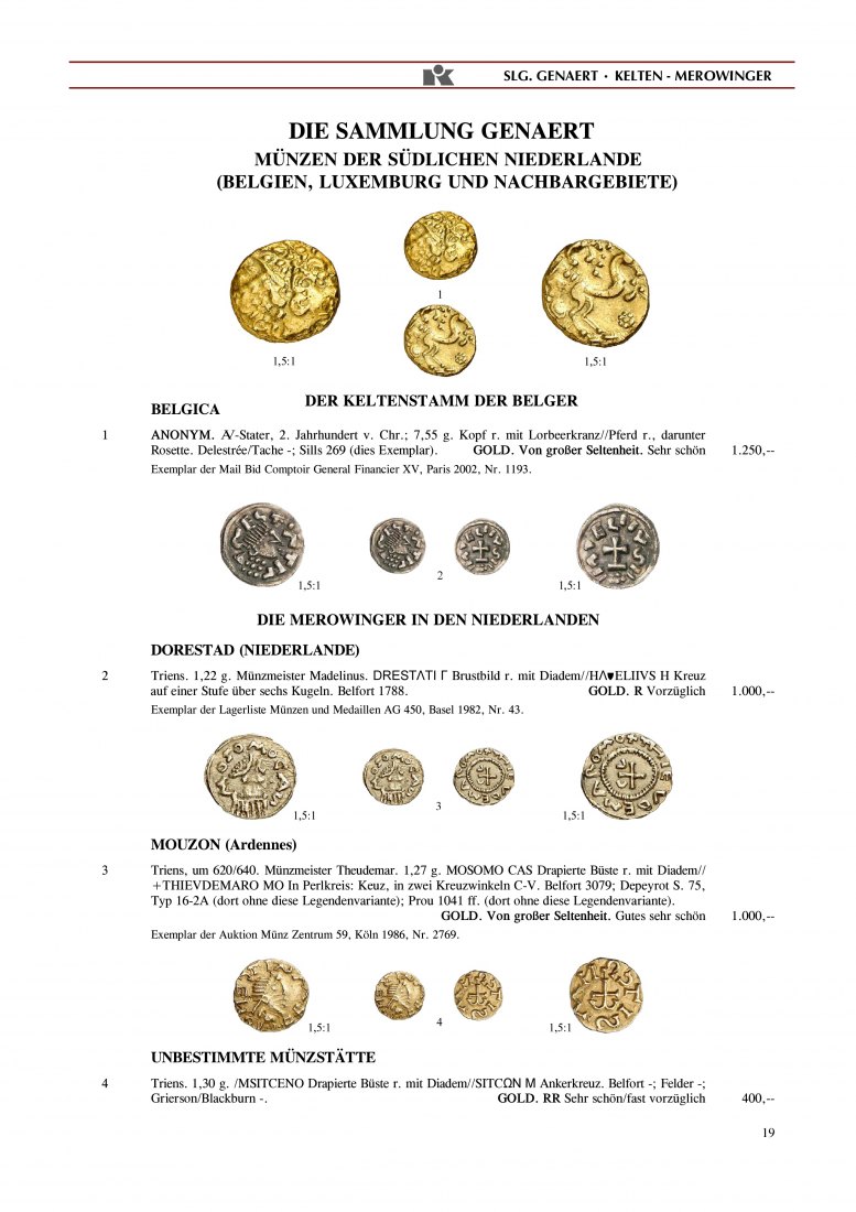  Künker (Osnabrück) 307 (2018) Mittelalter/Neuzeit Sammlung Genaert Münzen der südlichen Niederlande   