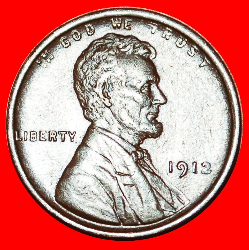  • WEIZEN PENNY (1909-1958): USA ★ 1 CENT 1912! LINCOLN (1809-1865)! OHNE VORBEHALT!   