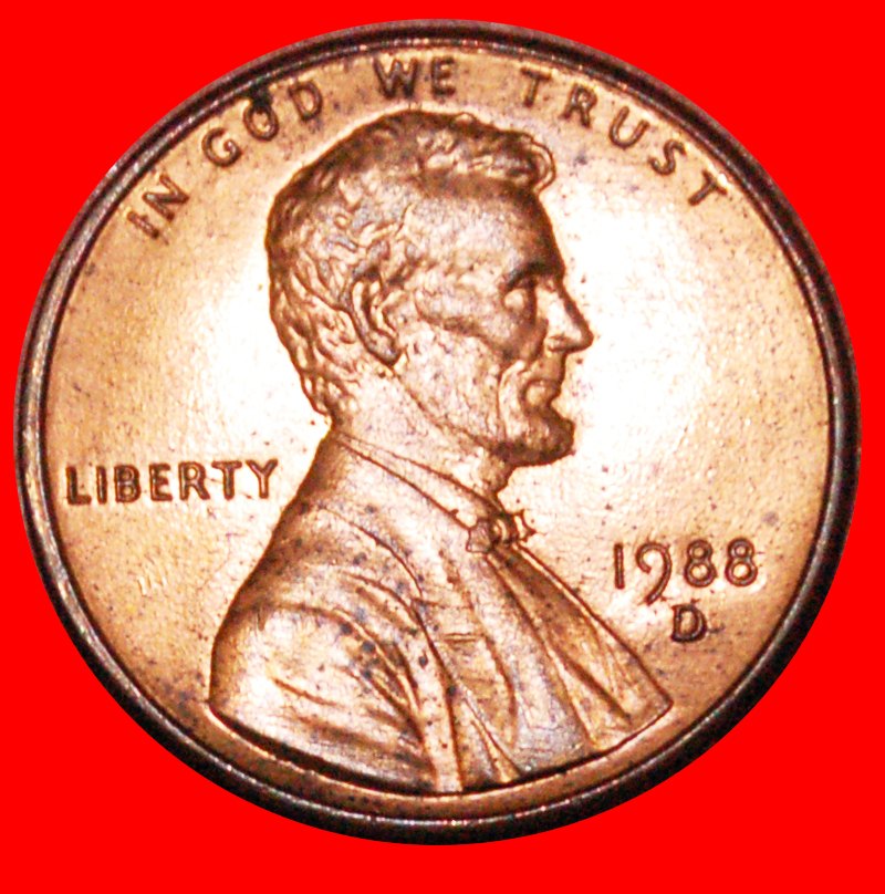  * MEMORIAL (1982-2008): USA★1 CENT 1988D VERÖFFENTLICHT WERDEN! LINCOLN (1809-1865)! OHNE VORBEHALT!   