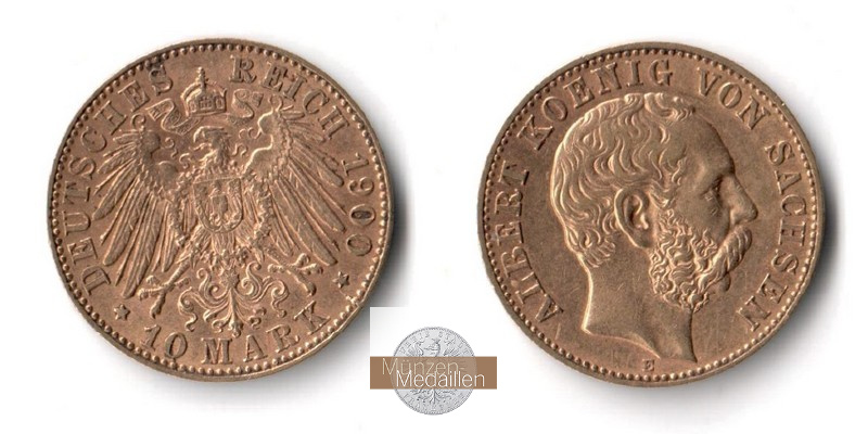 Sachsen, Königreich MM-Frankfurt Feingold: 3,58g 10 Mark 1900 E 