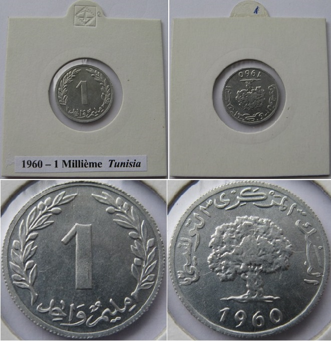  1960, 1 Millième, Tunisia   