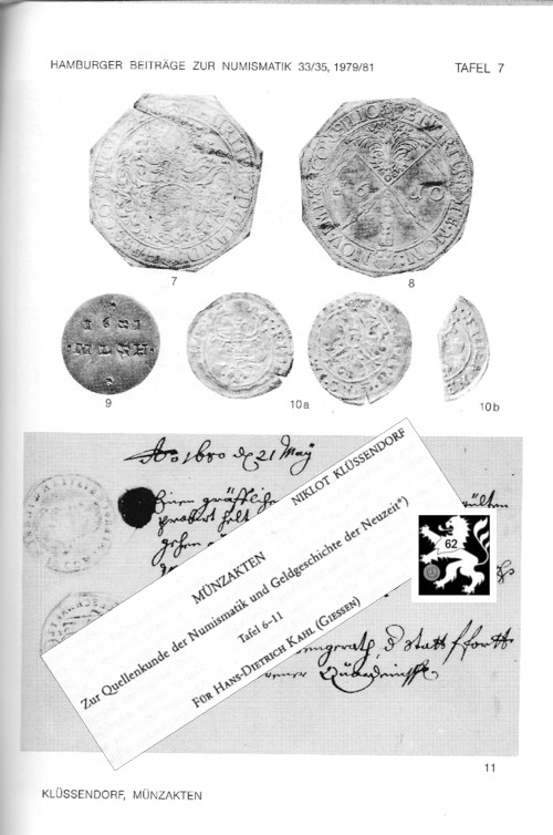  Klüßendorf - Münzakten - (SD aus HBN Heft 33/35) Schriftquellen zur Münz- und Geldgeschichte   