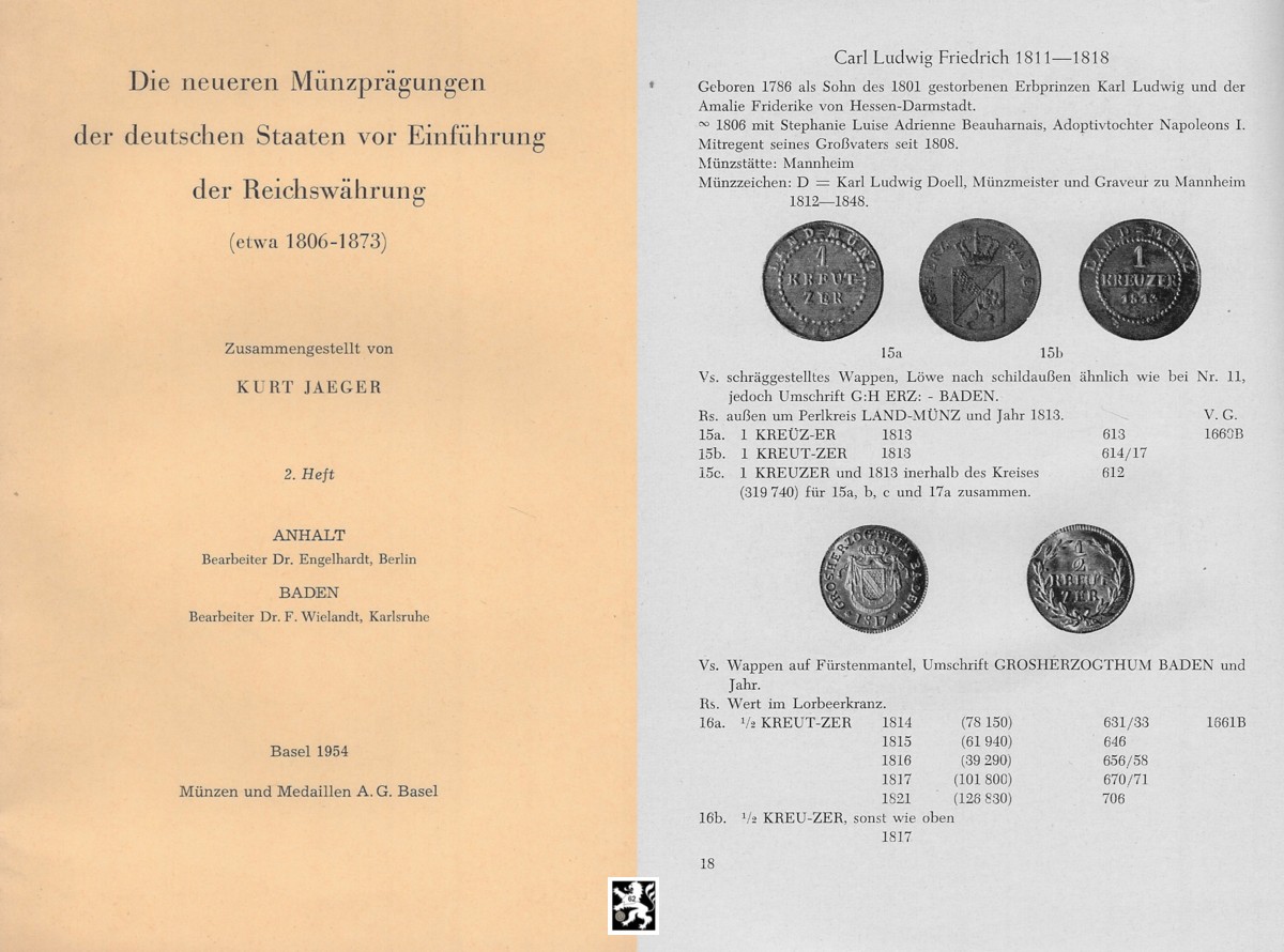  Jaeger - 2 Heft(1954) ERSTAUSGABE ! Herzogtümer Anhalt Bernburg ,Köthen ,Dessau ,Baden Großherzogtum   