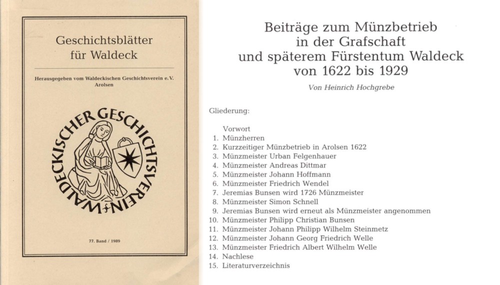  Hochgrebe - Münzbetrieb in der Grafschaft Waldeck von 1622 bis 1629   