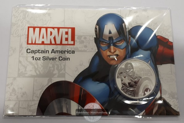  Tuvalu  1 Dollar  2019 Captain America  FM-Frankfurt  Feinsilber: 31,1g   