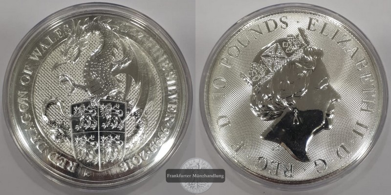  Großbritannien  10 Pounds  2018    Red Dragon of Wales   FM-Frankfurt  Feinsilber: 311,1g   