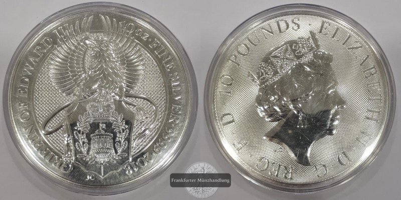  Großbritannien  10 Pounds  2018    Griffin of Edward III  FM-Frankfurt  Feinsilber: 311,1g   