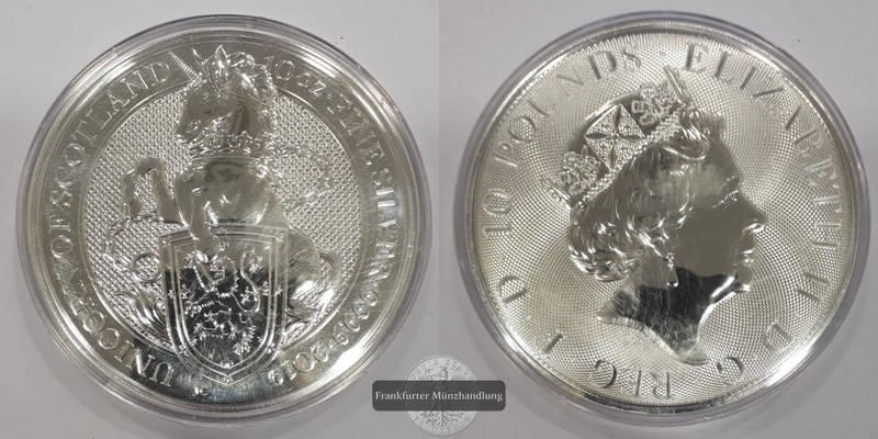  Großbritannien  10 Pounds  2019   Unicorn of Scotland  FM-Frankfurt  Feinsilber: 311,1g   