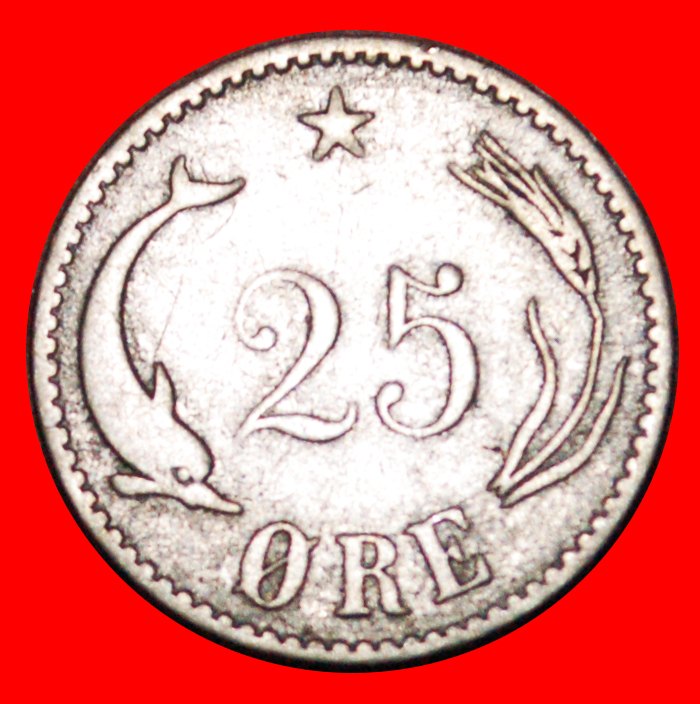  * SCHWEINWALE (1874-1905): DÄNEMARK ★ 25 OERE 1891 SILBER! Christian IX. (1863-1906) OHNE VORBEHALT!   