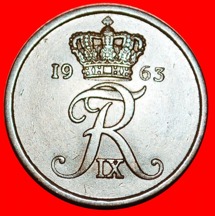  * MONOGRAM: DENMARK ★ 5 ORE 1963! FREDERICK IX (1947-1972)  LOW START ★ NO RESERVE!   