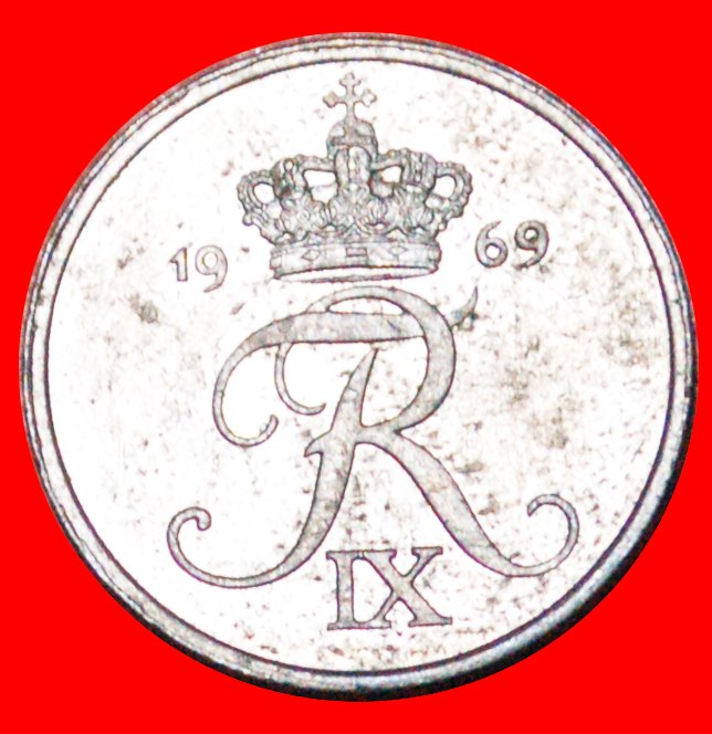 * MONOGRAMM Frederik IX. (1899-1972):DÄNEMARK ★ 1 OERE 1969 uSTG STEMPELGLANZ SILBER OHNE VORBEHALT!