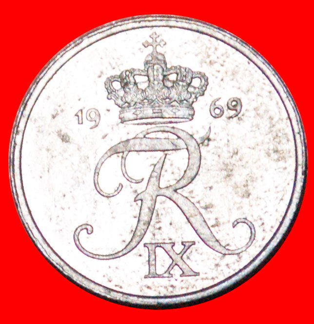  * MONOGRAM Frederik IX (1899-1972): DENMARK ★ 1 ORE 1969 MINT LUSTRE SILVER! LOW START ★ NO RESERVE!   