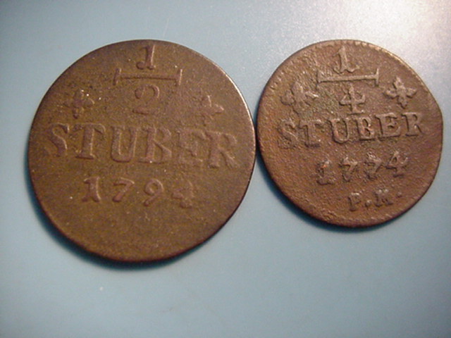 Herzogtum Berg 1/2 Stuber 1794 und 1/4 Stuber 1774