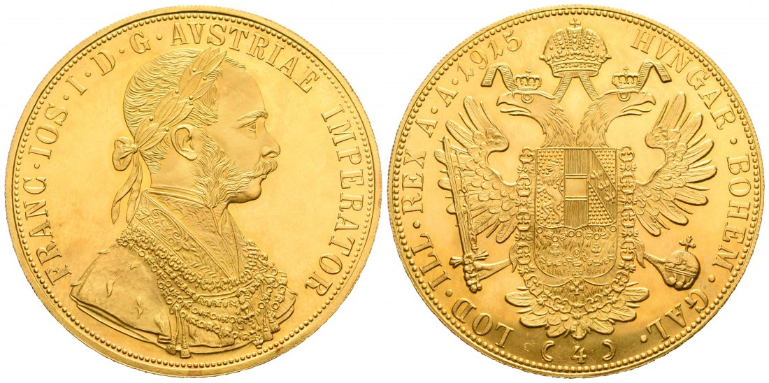 PEUS 6588 Österreich 13,76 g Feingold. Franz Joseph (1848-1916) 4 Dukaten (off.NP) GOLD 1915 Winzige Kratzer, fast Stempelglanz