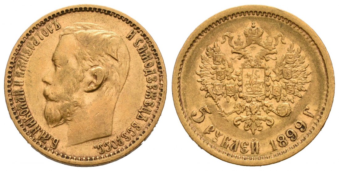 PEUS 6592 Russland 3,87 g Feingold. Zar Nikolaus II. (1894 - 1917) 5 Rubel GOLD 1899 ФЗ (FS) Sehr schön