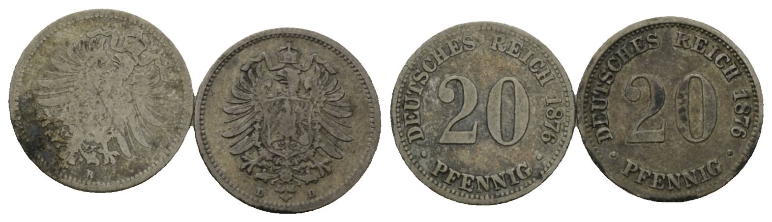  Kaiserreich; 2 Kleinmünzen 1876   