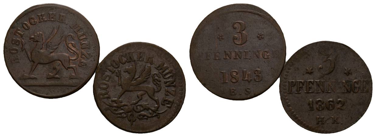  Altdeutschland; 2 Kleinmünzen 1843 / 1862   