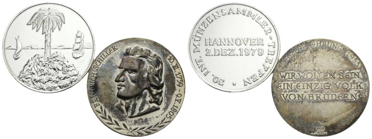  Medaillen 1979/1955 (2 Stück), unedel; 10,16/15,42 g, Ø 30/31 mm   