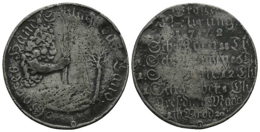  Medaille 1772, Zinn; 14,13 g, Ø 41,39 mm   