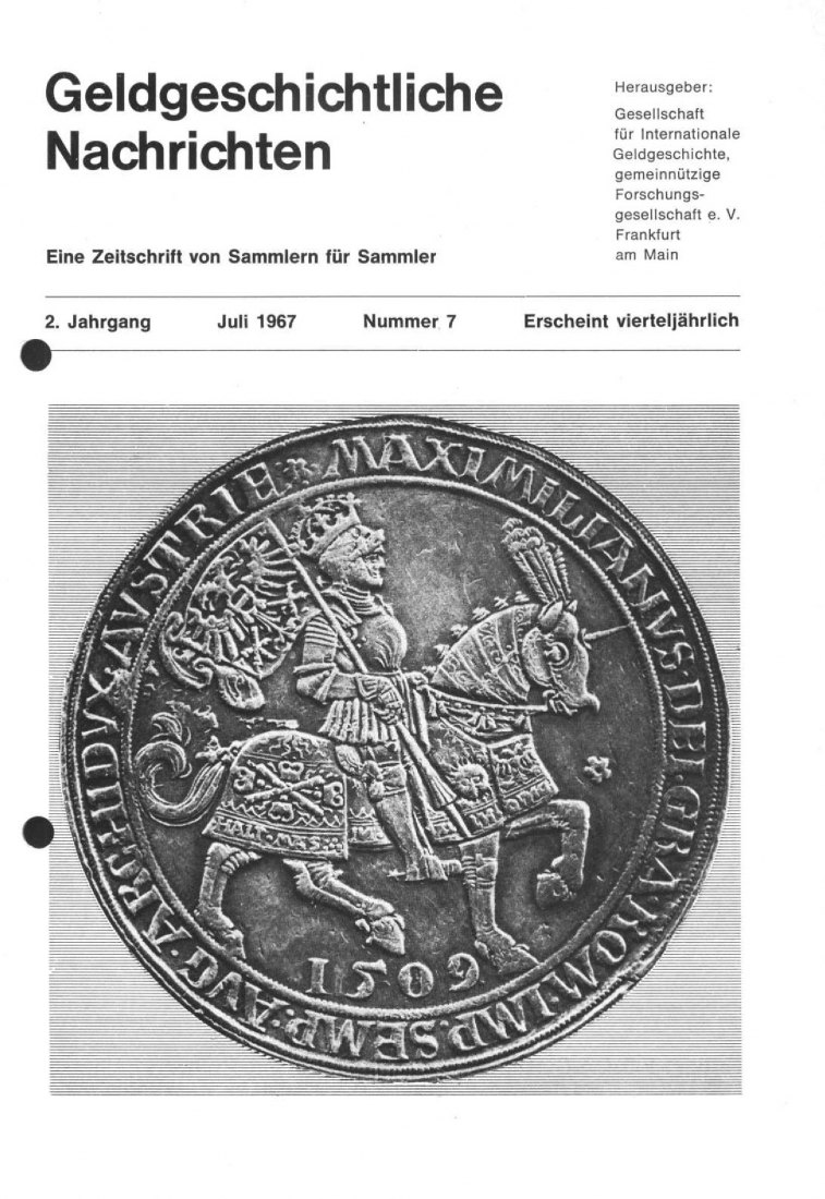  (GIG) Geldgeschichtliche Nachrichten Nr 07 /1967 Geheimnis mecklenburgischen Stierkopf-Brakteaten 2   