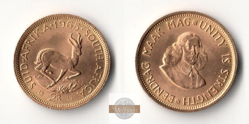 Süd Afrika MM-Frankfurt Feingold: 7,32g 2 Rand 1965 