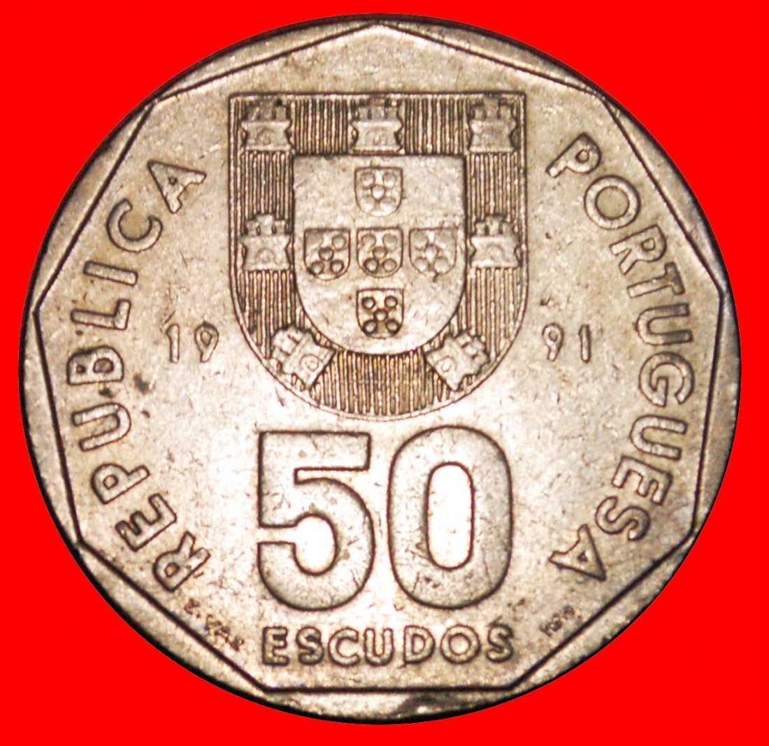  * SHIP and FISHES (1986-2001): PORTUGAL ★ 50 ESCUDOS 1991 DISCOVERY COIN! LOW START ★ NO RESERVE!   
