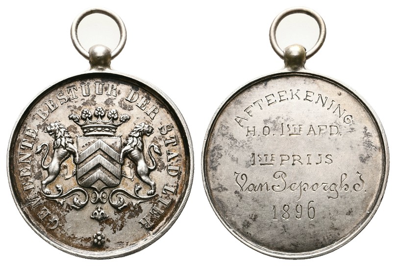  Linnartz BELGIEN, LIER, Tragbare Silberpreismed.1896, 1. Preis an J.van Peporgh, 41mm, 21,68gr, vz   