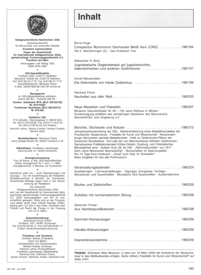  (GIG) Geldgeschichtliche Nachrichten Nr 198/2000 Conspectus Nummorum Germaniae Medii Aevi (CNG). (4)   