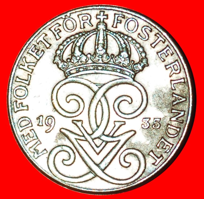 * 3 CROWNS (1909-1950): SWEDEN ★ 1 ORE 1935! Gustav V (1907-1950) LOW START★ NO RESERVE!