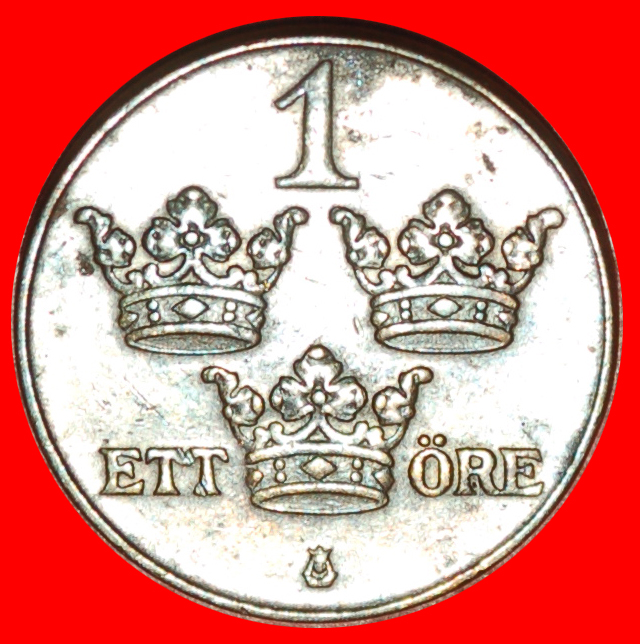  * 3 CROWNS (1909-1950): SWEDEN ★ 1 ORE 1935! Gustav V (1907-1950) LOW START★ NO RESERVE!   