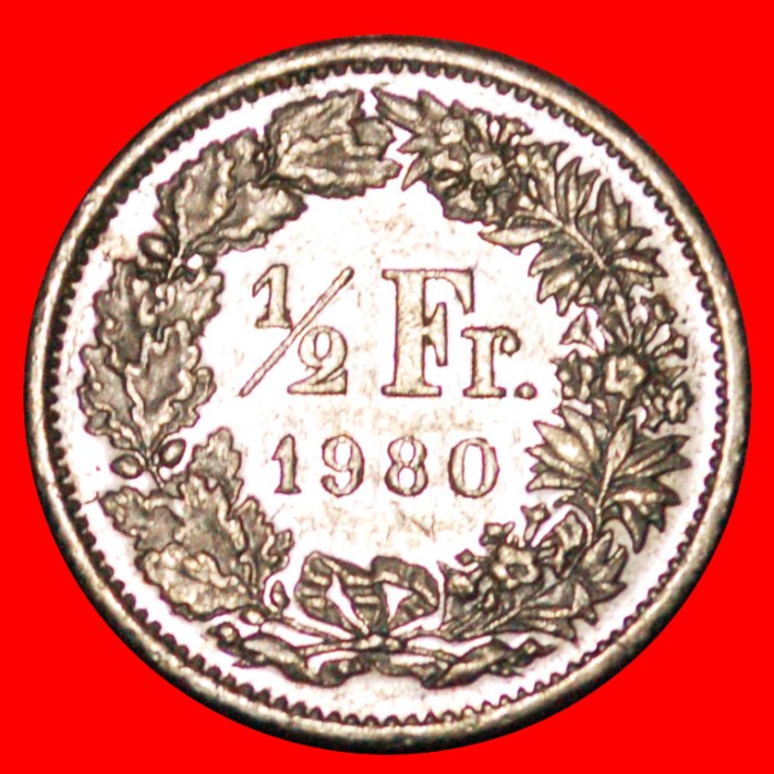 * OHNE ZUSÄTZLICHEM STERN (1968-2021): SCHWEIZ ★ 1/2 FRANKEN 1980! OHNE VORBEHALT!